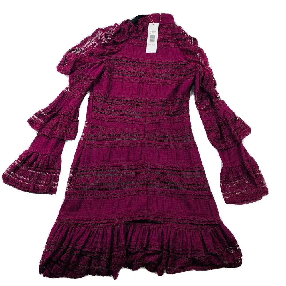 PARKER Tanya Dress Womens Size M Mauve Wine Cold Shoulder Ruffle NEW $365